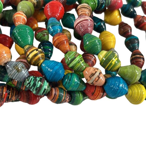 Handmade Recycled Paper Bead Coil Wrap Bracelet Rainbow Multicolor Boho - Picture 10 of 16
